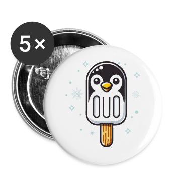 Motif de glace pingouin mignon pour l’été - Lot de 5 grands badges (56 mm) - blanc - Devant