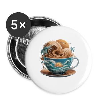 Tropical Beach Waves Kaffeetasse für eine - Buttons groß 56 mm (5er Pack) - Weiß - Vorne