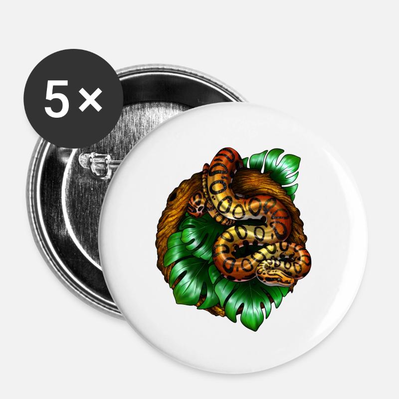 Monstera Snake - Buttons groß 56 mm (5er Pack) - Weiß