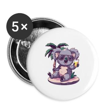 Koala Summer Beach Comic - Buttons large 2.2''/56 mm (5-pack) - white - Front
