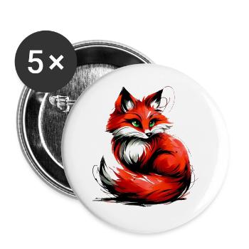 Fuchs - Buttons groß 56 mm (5er Pack) - Weiß - Vorne