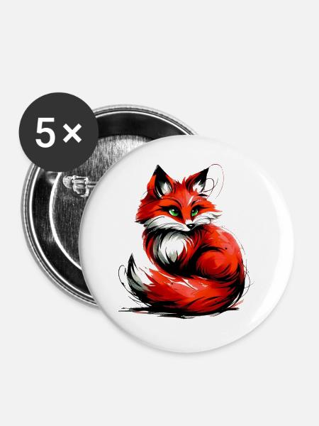Fuchs - Buttons groß 56 mm (5er Pack) - Weiß
