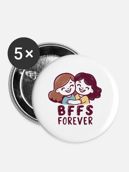 BFFS FÜR IMMER - Buttons groß 56 mm (5er Pack) - Weiß