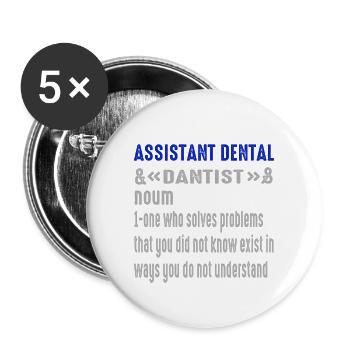 Future Vintage Retro Assistentin Zahnarztpraxis - Buttons groß 56 mm (5er Pack) - Weiß - Vorne