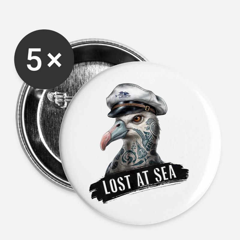 Lost But Not Least: Tattooed Seagull - Buttons large 2.2''/56 mm (5-pack) - white