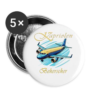 FLUGZEUG Kapriolen Beherscher - Buttons groß 56 mm (5er Pack) - Weiß - Vorne