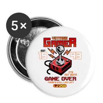 Vintage Gamer Since 1943 Funny Birthday Gaming - Buttons large 2.2''/56 mm (5-pack) - white - Front