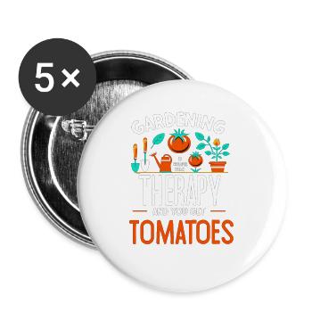 Gartenarbeit ist billiger als Therapie und man bek - Buttons groß 56 mm (5er Pack) - Weiß - Vorne