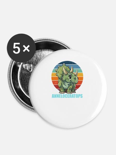 Anneloceratops Geschenkidee für Anne - Buttons groß 56 mm (5er Pack) - Weiß