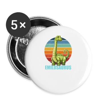 Emilosaurus Geschenk für Emil - Buttons groß 56 mm (5er Pack) - Weiß - Vorne