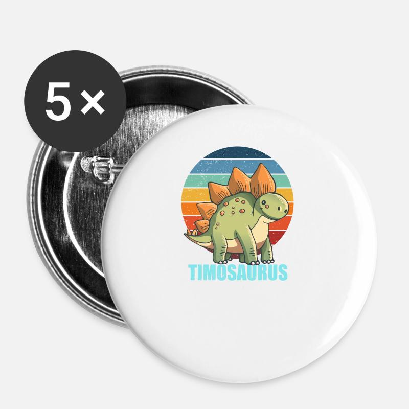 Timosaurus Gift Idea for Timo - Buttons large 2.2''/56 mm (5-pack) - white