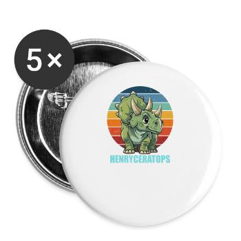 Henryceratops Gift Idea for Henry - Buttons large 2.2''/56 mm (5-pack) - white - Front
