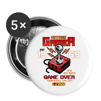 Vintage Gamer Since 1969 Funny Birthday Gaming - Buttons large 2.2''/56 mm (5-pack) - white - Front