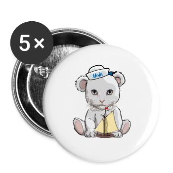 Cats, Teddy, Sailor, Maritime, Sailing Ship, Cat - Buttons large 2.2''/56 mm (5-pack) - white - Front