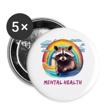 RACCOON Santé mentale - Lot de 5 grands badges (56 mm) - blanc - Devant