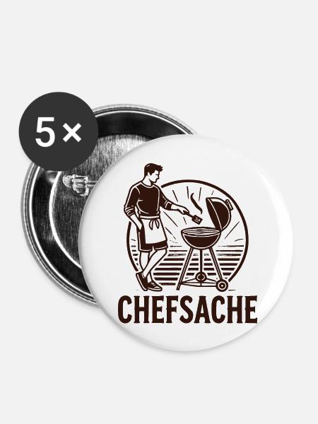 Chefsache - Buttons groß 56 mm (5er Pack) - Weiß