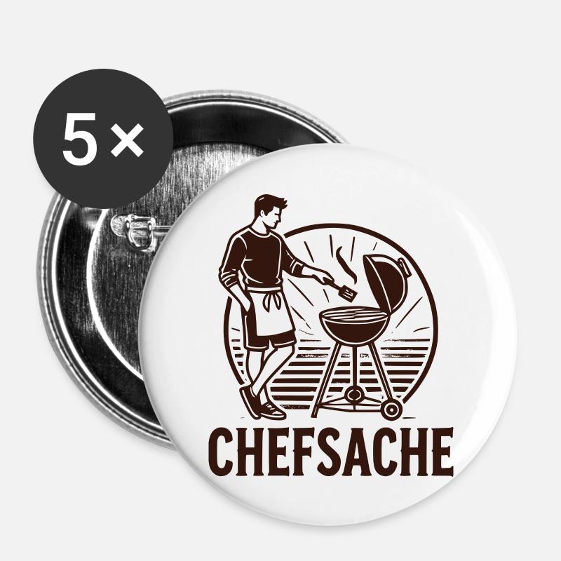 Chefsache - Buttons groß 56 mm (5er Pack) - Weiß