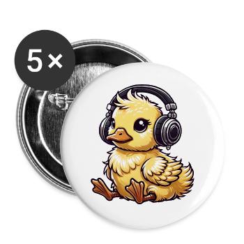 Cute Chick Headphone Motif - Buttons large 2.2''/56 mm (5-pack) - white - Front