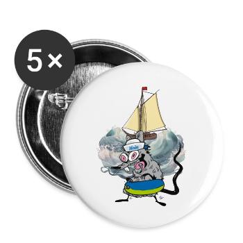 Rat rats Voilier Marins Marins Ahoy - Lot de 5 grands badges (56 mm) - blanc - Devant