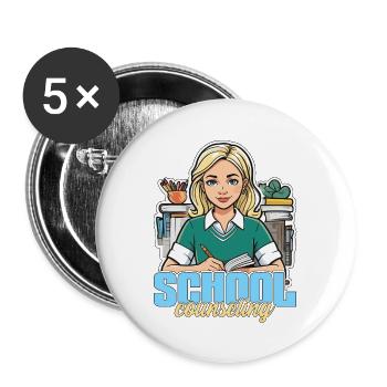 Conseiller scolaire Psychologue conseiller scolaire - Lot de 5 grands badges (56 mm) - blanc - Devant