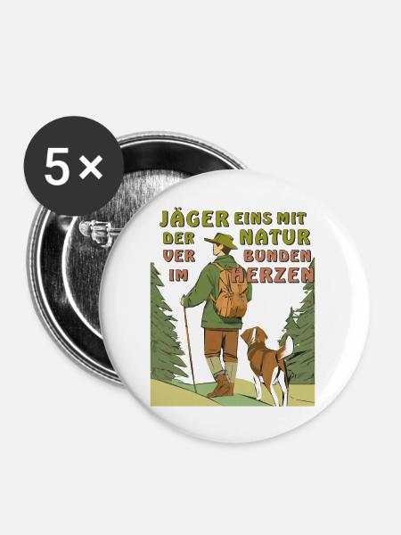 JÄGER NATUR IM HERZEN - Buttons groß 56 mm (5er Pack) - Weiß