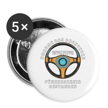 RÉUSSI L’AVENTURE DU PERMIS DE CONDUIRE - Lot de 5 grands badges (56 mm) - blanc - Devant