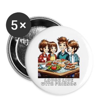 FREUNDE LAUGH LIVE WITH FRIENDS - Buttons large 2.2''/56 mm (5-pack) - white - Front