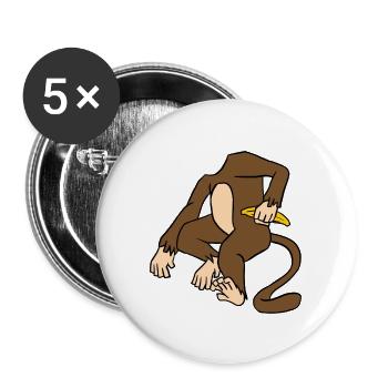 Monkey Body Holding A Banana Funny Ape Primate - Buttons large 2.2''/56 mm (5-pack) - white - Front