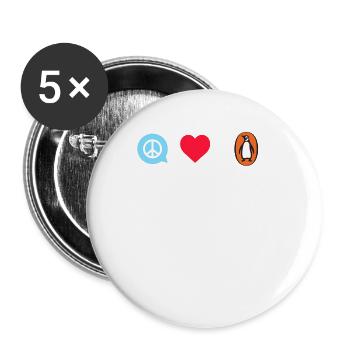 Peace Love Pinguine T-Shirt - Lustiges Pinguin-Tier - Buttons groß 56 mm (5er Pack) - Weiß - Vorne
