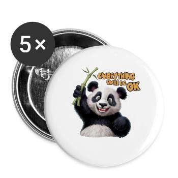 Motivierendes Panda Alles wird gut für einen - Buttons groß 56 mm (5er Pack) - Weiß - Vorne