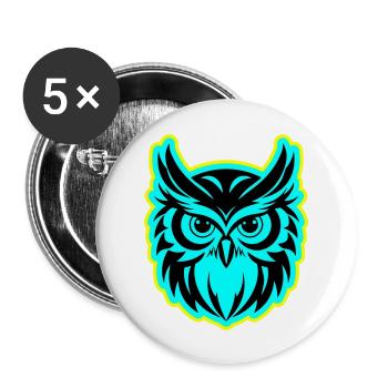 Owl Animal - Buttons large 2.2''/56 mm (5-pack) - white - Front