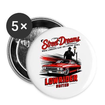 Lowrider Auto - Buttons groß 56 mm (5er Pack) - Weiß - Vorne