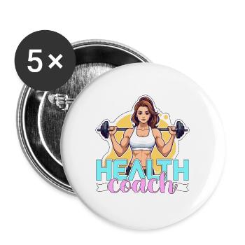 Health Coach Fitness Trainer Gym Teacher Workout - Buttons large 2.2''/56 mm (5-pack) - white - Front