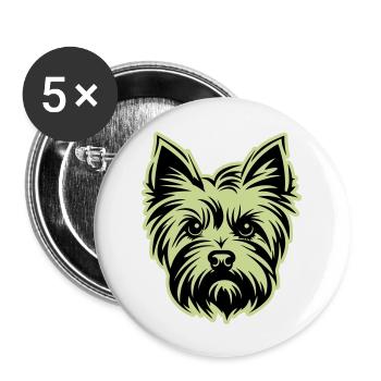 Yorkshire Terrier Dog Head - Buttons large 2.2''/56 mm (5-pack) - white - Front