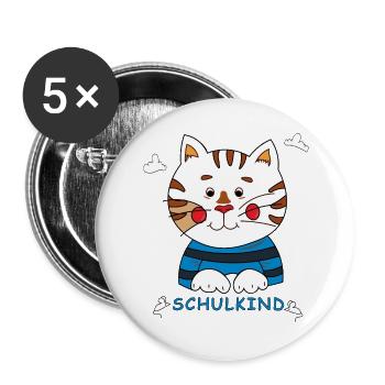 Einschulung Schulkind - Buttons groß 56 mm (5er Pack) - Weiß - Vorne