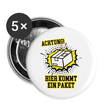 Paket Paketbote Lieferdienst Fahrer Postbote Bote - Buttons groß 56 mm (5er Pack) - Weiß - Vorne