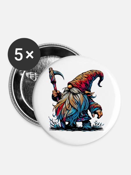 Gnom - Buttons groß 56 mm (5er Pack) - Weiß
