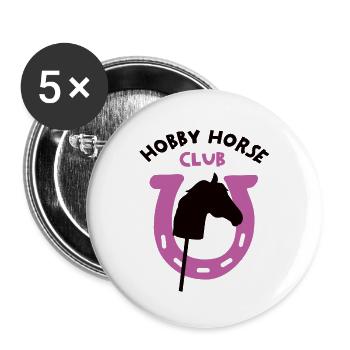 Hobby Horsing Team Horse Hufeisen Steckenpferde - Buttons groß 56 mm (5er Pack) - Weiß - Vorne