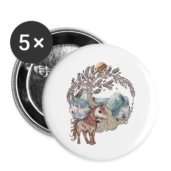 Licorne mystique Licornes Cheval Chevaux Créatures mythiques - Lot de 5 grands badges (56 mm) - blanc - Devant