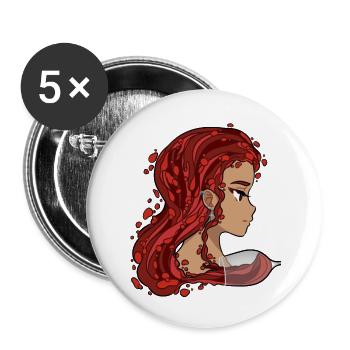 Vin Rouge Femme Rotwein Frau Manga Style Wein - Lot de 5 grands badges (56 mm) - blanc - Devant