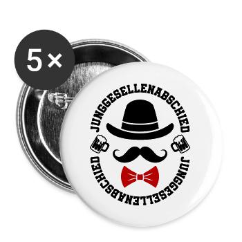 Junggesellenabschied Polterabend - Buttons groß 56 mm (5er Pack) - Weiß - Vorne