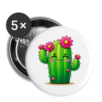 Kaktus - Buttons groß 56 mm (5er Pack) - Weiß - Vorne