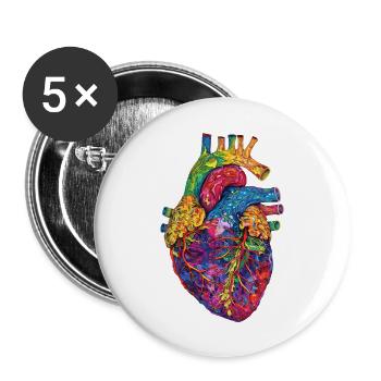 Anatomical Heart Art Colorful - Buttons large 2.2''/56 mm (5-pack) - white - Front