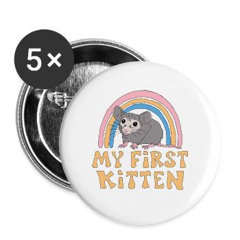 Mice Rat Kitten Mouse Saying Pet - Buttons large 2.2''/56 mm (5-pack) - white - Front