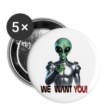 Recrutement d’étrangers - Lot de 5 grands badges (56 mm) - blanc - Devant