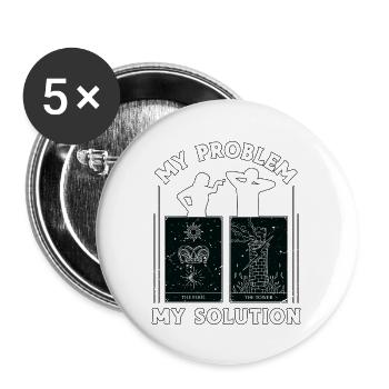 Lecteur de tarot Mon problème Ma solution Pictogramme Papa - Lot de 5 grands badges (56 mm) - blanc - Devant