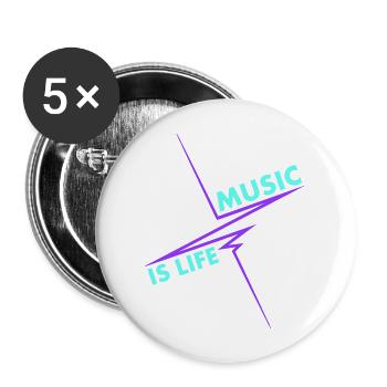 Music is Life Puls Heartbeat Music Frequency Lyrics - Buttons large 2.2''/56 mm (5-pack) - white - Front