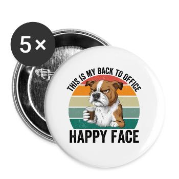 This Is My Back To Office Happy Face - Buttons large 2.2''/56 mm (5-pack) - white - Front