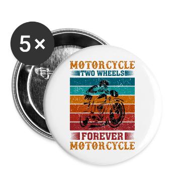 Moto deux roues Je n’ai pas besoin de plus de Retro - Lot de 5 grands badges (56 mm) - blanc - Devant