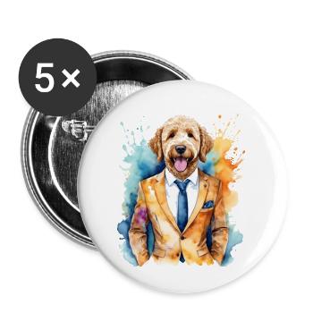 Costume Goldendoodle chien Animal Design Print - Lot de 5 grands badges (56 mm) - blanc - Devant